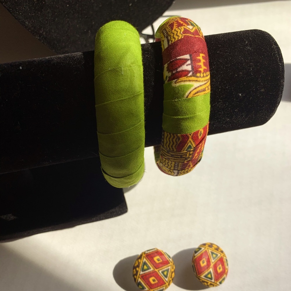 handmade African fabric bracelet & Earrings